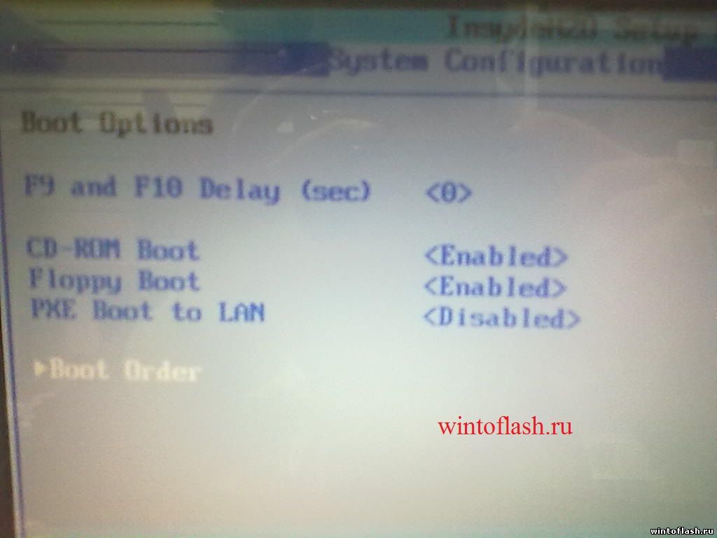 Boot Options на ноутбуке HP G7000 