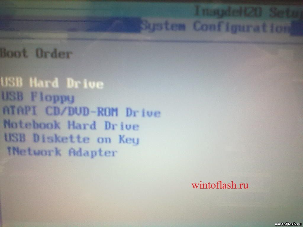 Boot Order на ноутбуке HP G7000