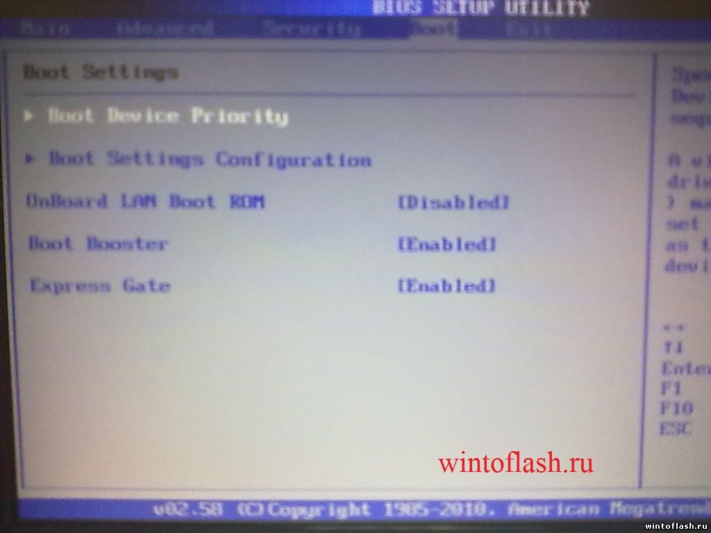 BOOT asus EEE PC 1011PX